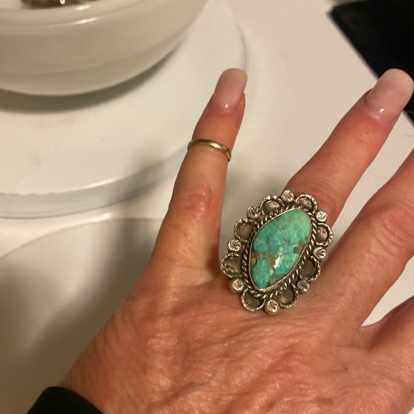 Navajo Sonoran Mountain Turquoise Sterling Silver Handmade Ring